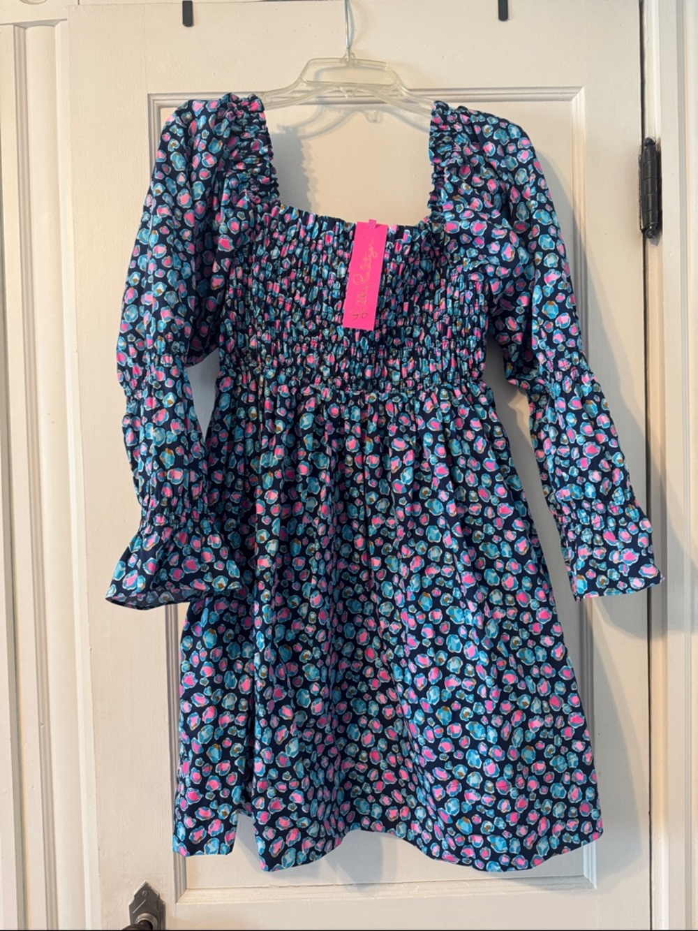 Lilly Pulitzer Navy Dress with Pink & Teal Spot Floral
